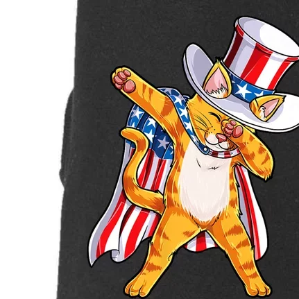 Meowica Dabbing Cat Uncle Sam 4th Of July Doggie 3-End Fleece Hoodie