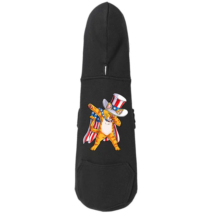 Meowica Dabbing Cat Uncle Sam 4th Of July Doggie 3-End Fleece Hoodie