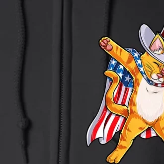 Meowica Dabbing Cat Uncle Sam 4th Of July Full Zip Hoodie