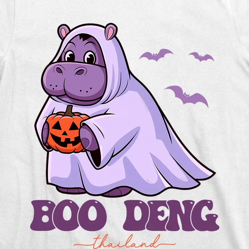 Moo Deng Cute Baby Pygmy Hippo Bouncy Pig In Thai Halloween Costume T-Shirt