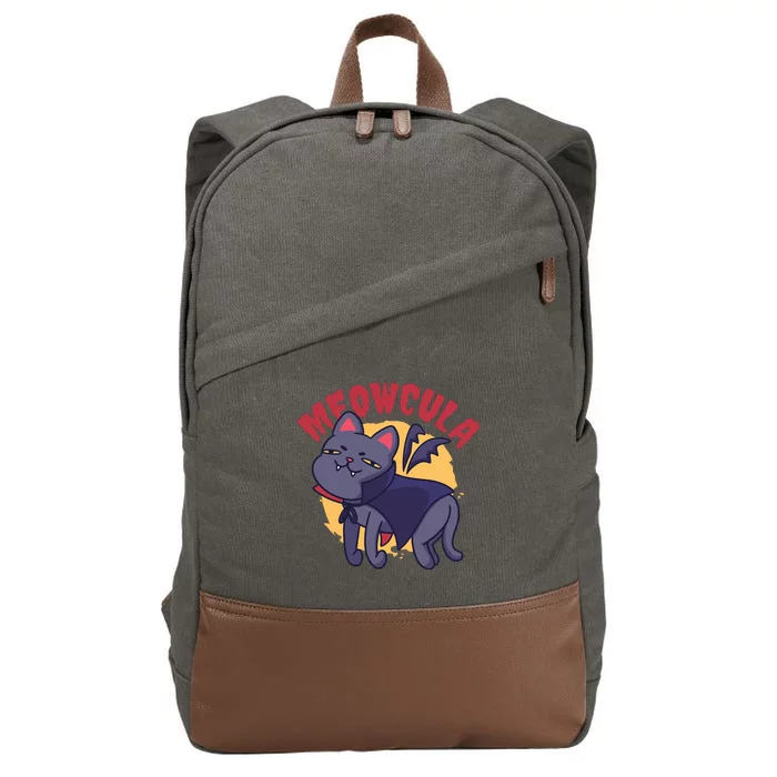 Meow Dracula Cat Cartoon Cotton Canvas Backpack