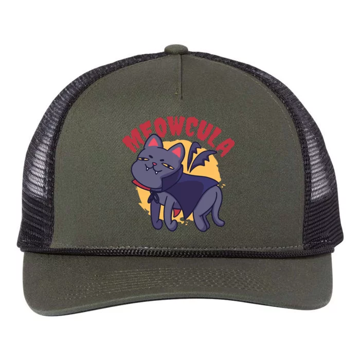 Meow Dracula Cat Cartoon Retro Rope Trucker Hat Cap