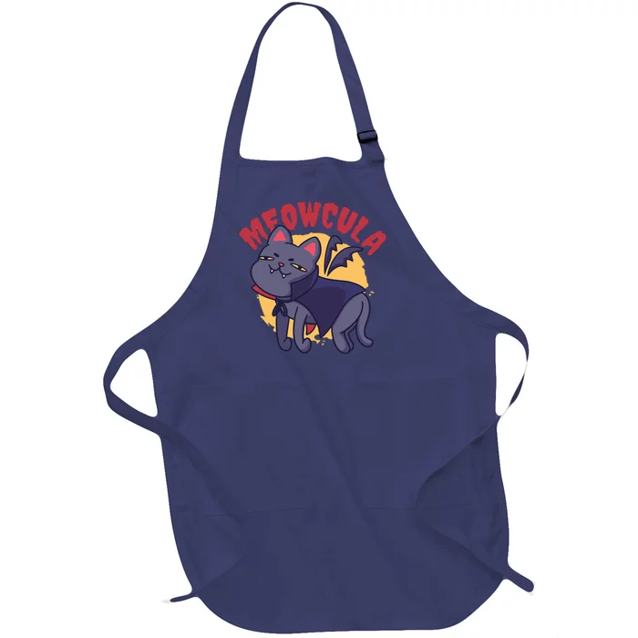 Meow Dracula Cat Cartoon Full-Length Apron With Pocket