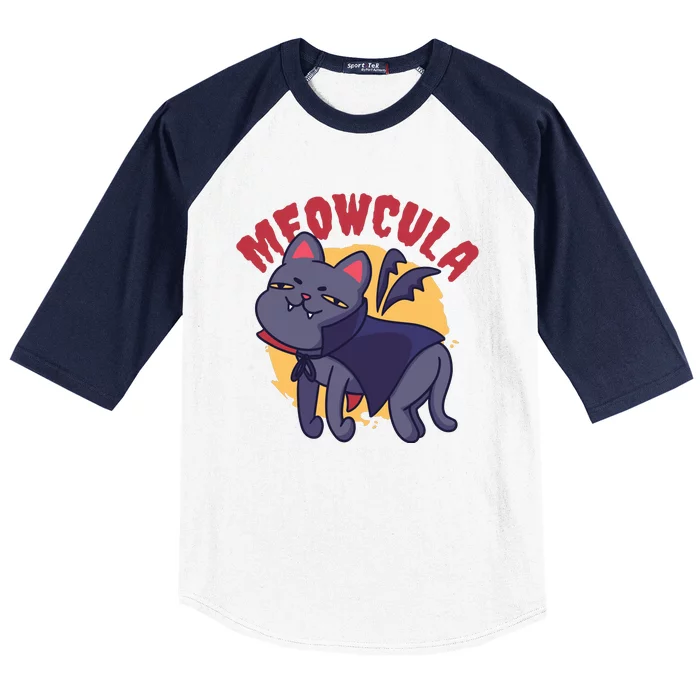 Meow Dracula Cat Cartoon Baseball Sleeve Shirt