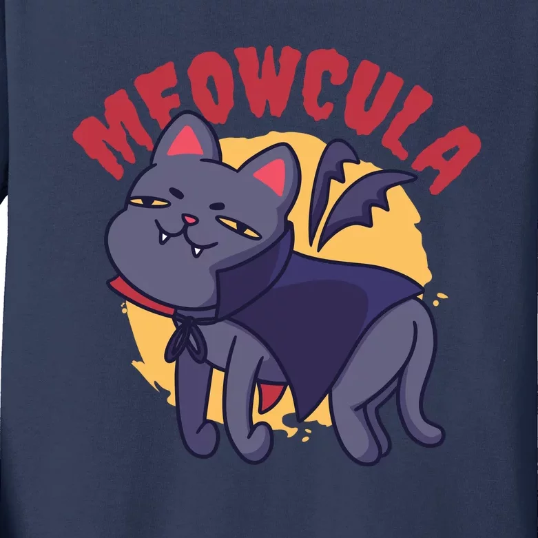 Meow Dracula Cat Cartoon Kids Long Sleeve Shirt