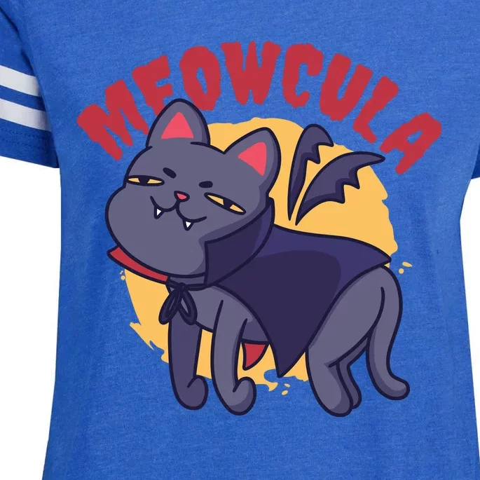 Meow Dracula Cat Cartoon Enza Ladies Jersey Football T-Shirt