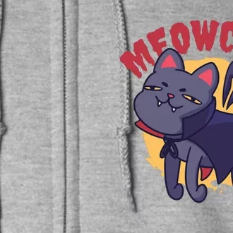 Meow Dracula Cat Cartoon Full Zip Hoodie