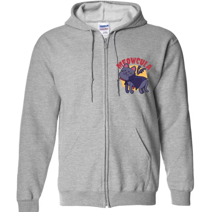 Meow Dracula Cat Cartoon Full Zip Hoodie