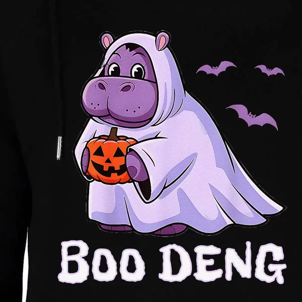 Moo Deng Cute Baby Pygmy Hippo Bouncy Pig In Thai Halloween Womens Funnel Neck Pullover Hood