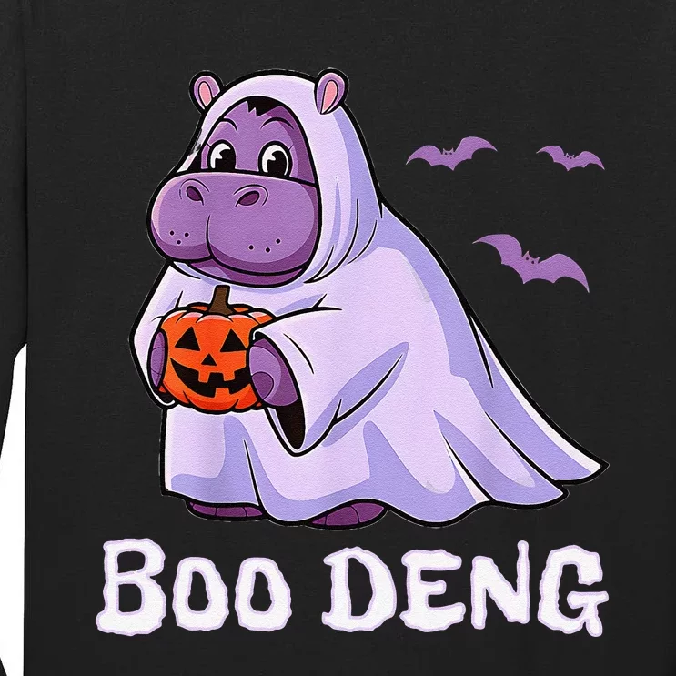 Moo Deng Cute Baby Pygmy Hippo Bouncy Pig In Thai Halloween Tall Long Sleeve T-Shirt