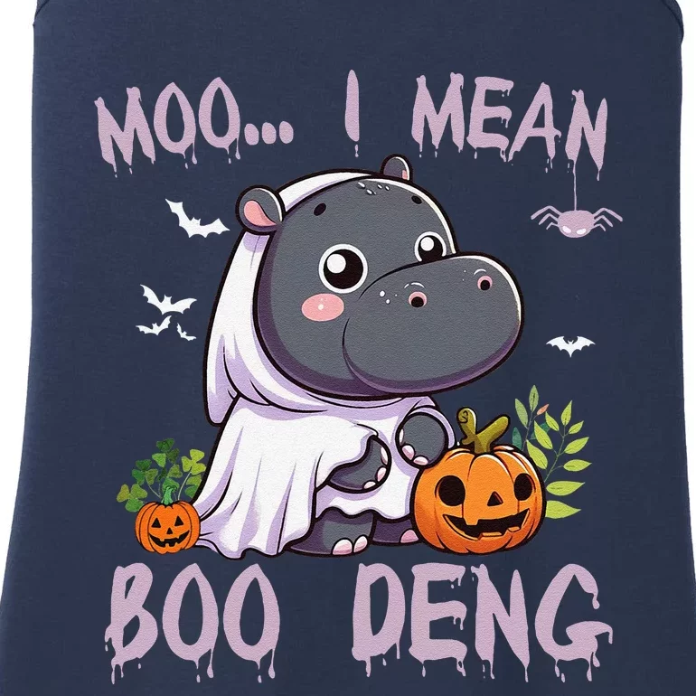 Moo Deng Cute Baby Pygmy Hippo Bouncy Pig In Thai Halloween Ladies Essential Tank