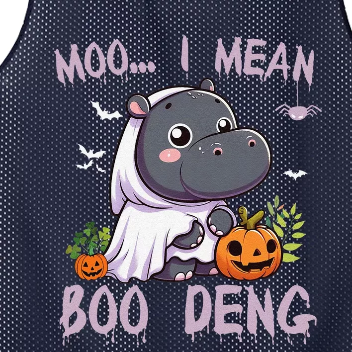 Moo Deng Cute Baby Pygmy Hippo Bouncy Pig In Thai Halloween Mesh Reversible Basketball Jersey Tank