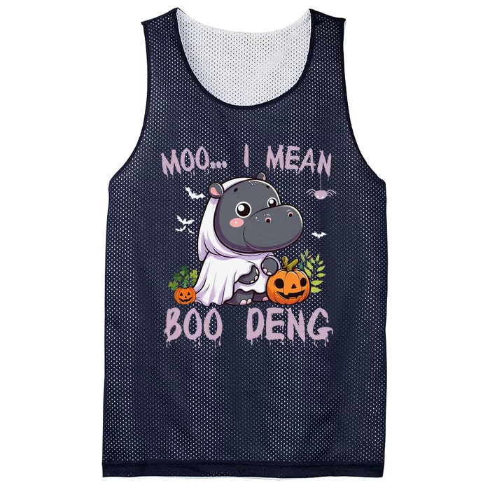 Moo Deng Cute Baby Pygmy Hippo Bouncy Pig In Thai Halloween Mesh Reversible Basketball Jersey Tank