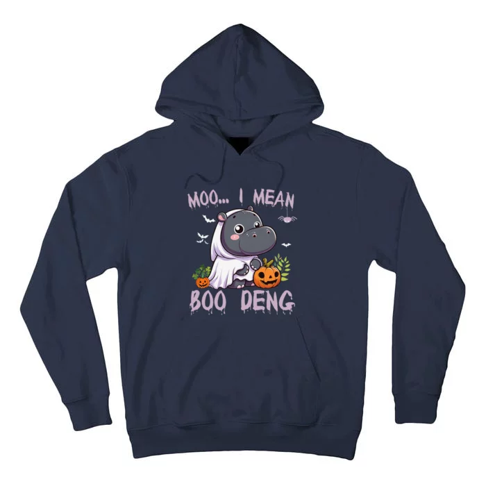 Moo Deng Cute Baby Pygmy Hippo Bouncy Pig In Thai Halloween Tall Hoodie