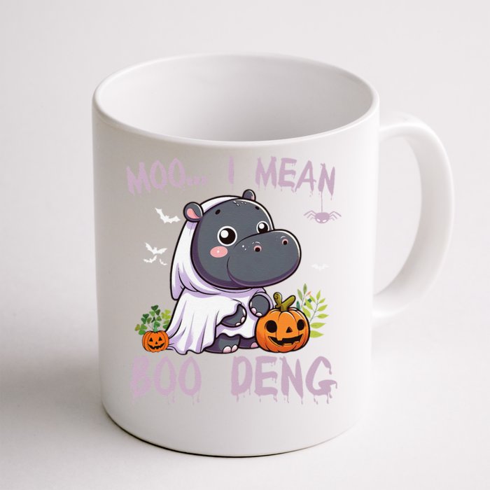 Moo Deng Cute Baby Pygmy Hippo Bouncy Pig In Thai Halloween Front & Back Coffee Mug