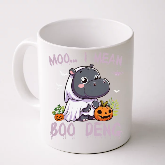 Moo Deng Cute Baby Pygmy Hippo Bouncy Pig In Thai Halloween Front & Back Coffee Mug