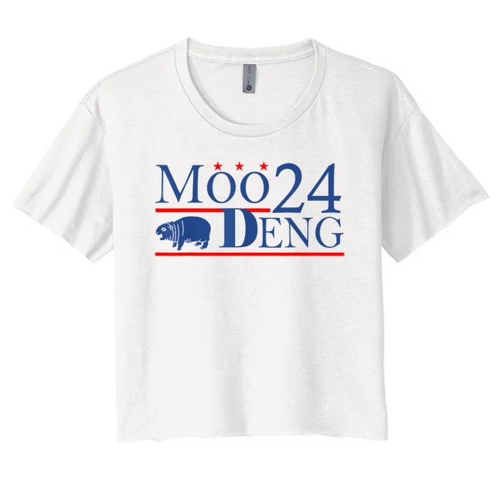 Moo Deng Cute Hippo Moo Deng Zoo For Animal Lovers Women's Crop Top Tee