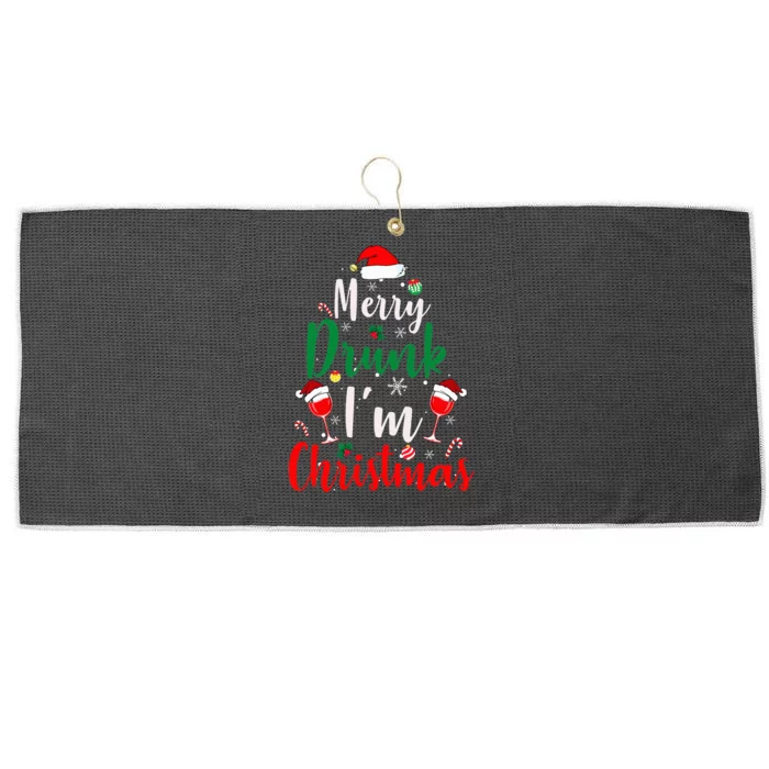 Merry Drunk Christmas Hilarious Santa Joke for Beer Enthusiasts Large Microfiber Waffle Golf Towel