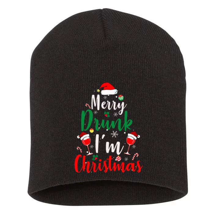 Merry Drunk Christmas Hilarious Santa Joke for Beer Enthusiasts Short Acrylic Beanie