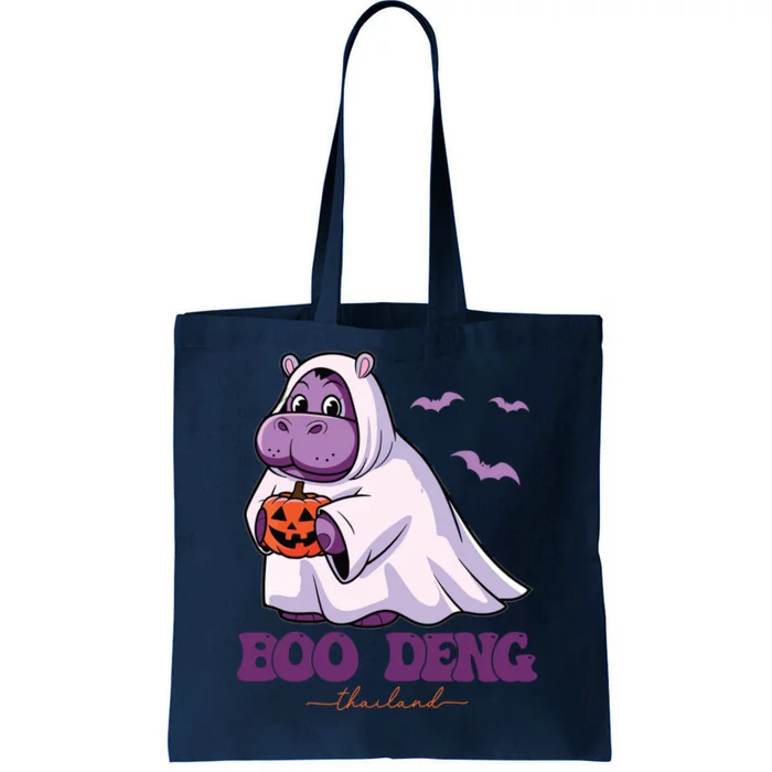 Moo Deng Cute Baby Pygmy Hippo Bouncy Pig In Thai Halloween Tote Bag