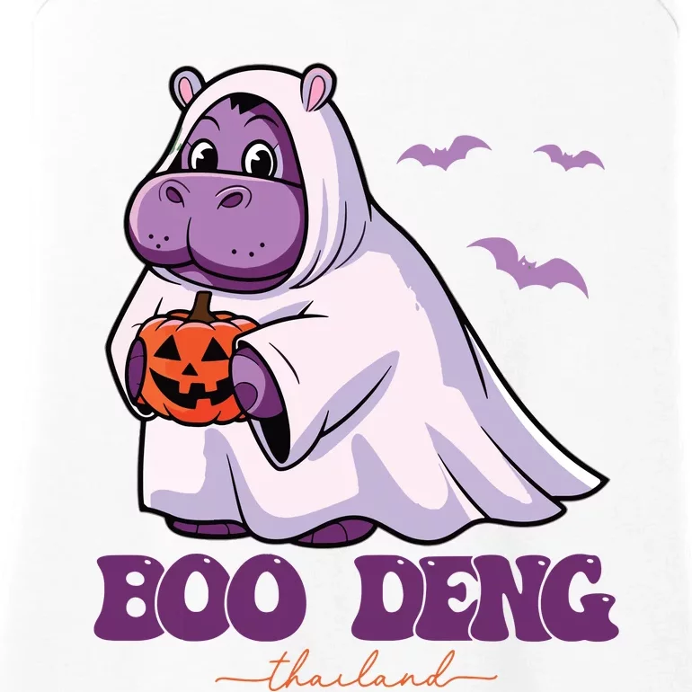 Moo Deng Cute Baby Pygmy Hippo Bouncy Pig In Thai Halloween Ladies Essential Tank