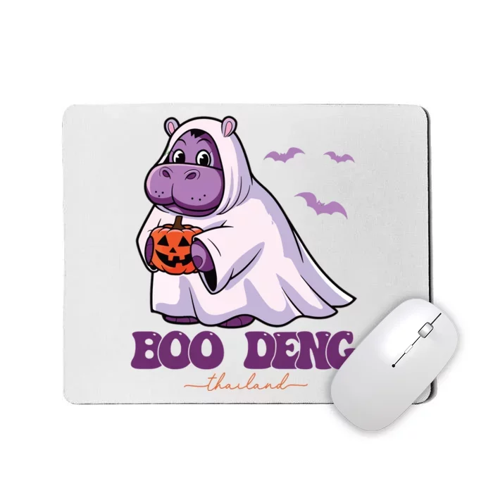 Moo Deng Cute Baby Pygmy Hippo Bouncy Pig In Thai Halloween Mousepad