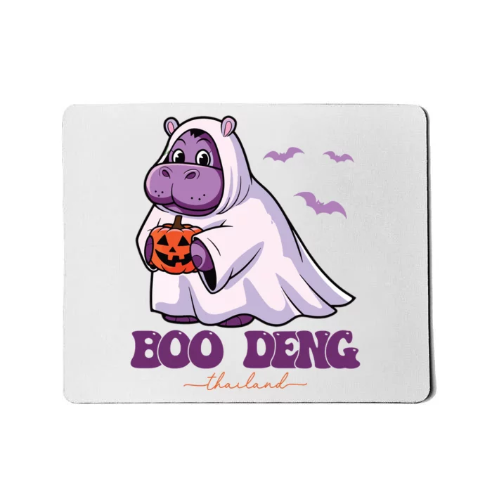 Moo Deng Cute Baby Pygmy Hippo Bouncy Pig In Thai Halloween Mousepad