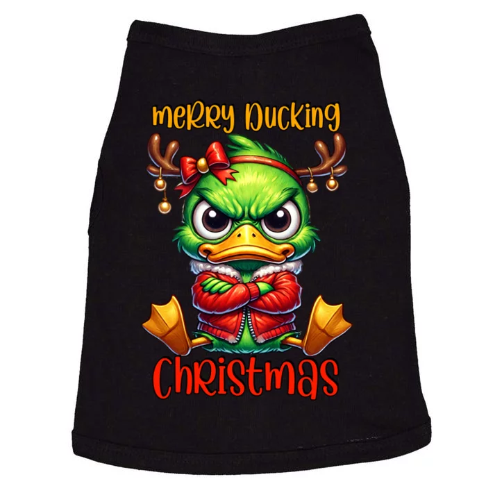 Merry Ducking Christmas Funny Sarcastic Grumpy Duck Doggie Tank