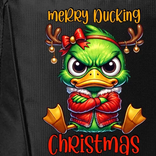 Merry Ducking Christmas Funny Sarcastic Grumpy Duck City Backpack