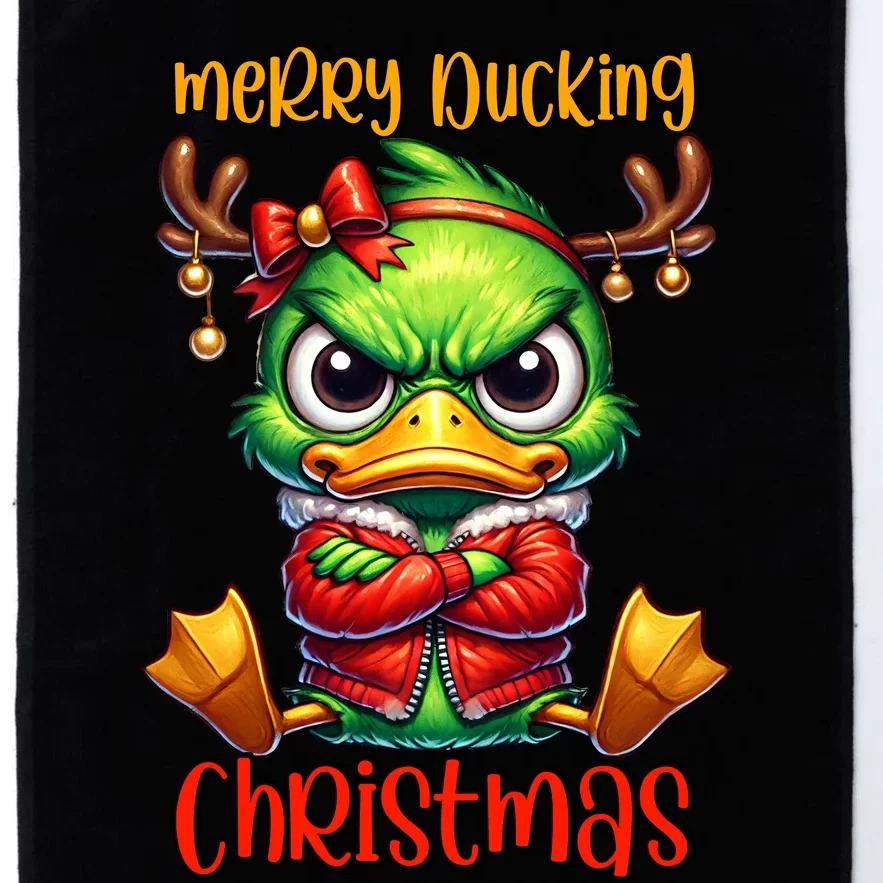 Merry Ducking Christmas Funny Sarcastic Grumpy Duck Platinum Collection Golf Towel