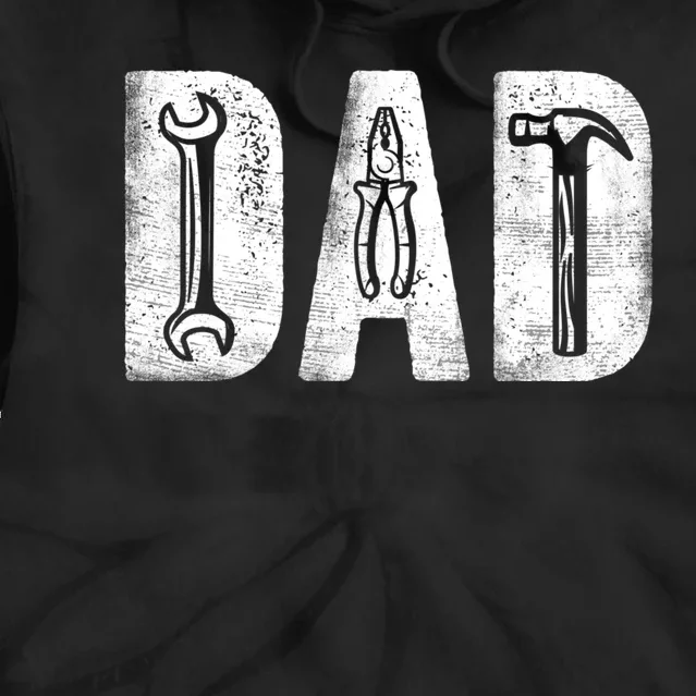 Mechanic Dad Classic Bold Font FatherS Day Repairman Daddy Tie Dye Hoodie