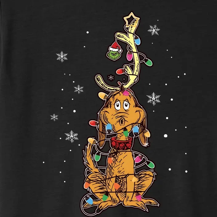 Max Dog Christmas Lights Funny Grinchmas ChromaSoft Performance T-Shirt