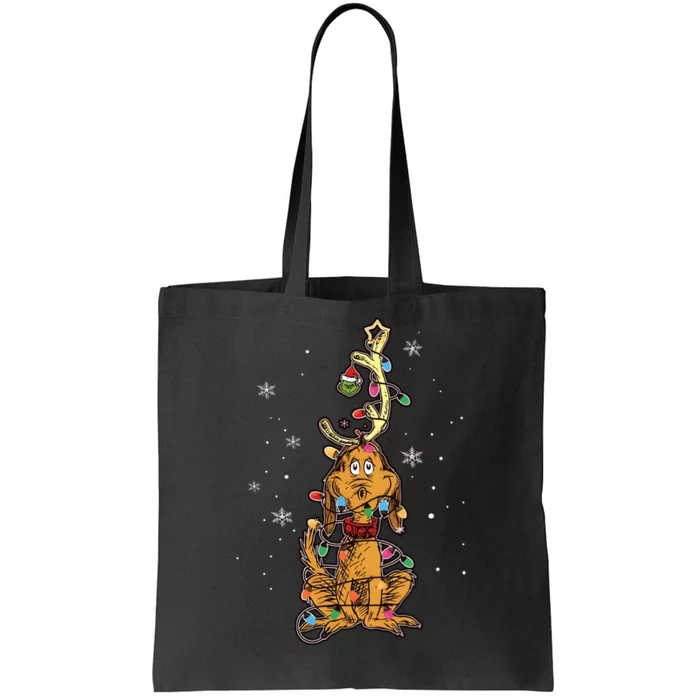 Max Dog Christmas Lights Funny Grinchmas Tote Bag