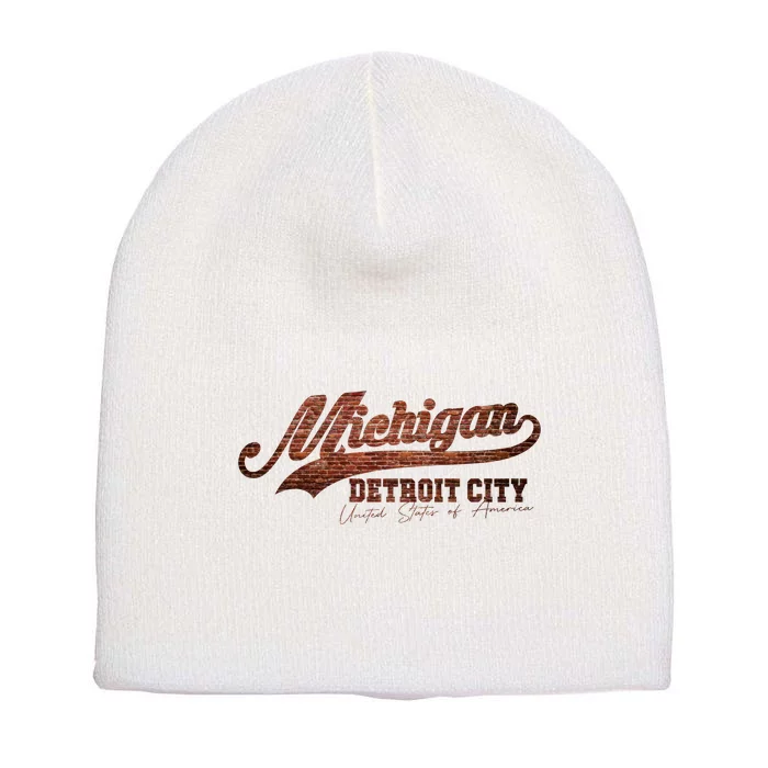 Michigan Detroit City Bricks Short Acrylic Beanie