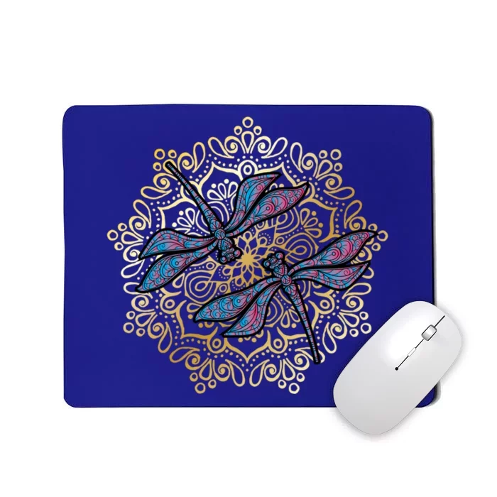 Mandala Dragonfly Cool Gift Magical Dragonflies As A Spiritual Yoga Gift Mousepad