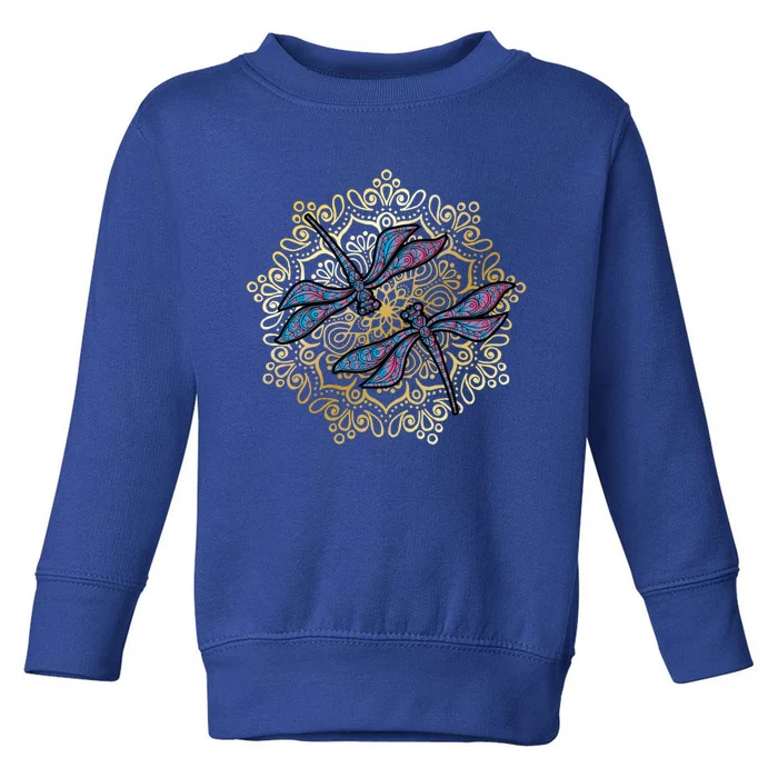 Mandala Dragonfly Cool Gift Magical Dragonflies As A Spiritual Yoga Gift Toddler Sweatshirt