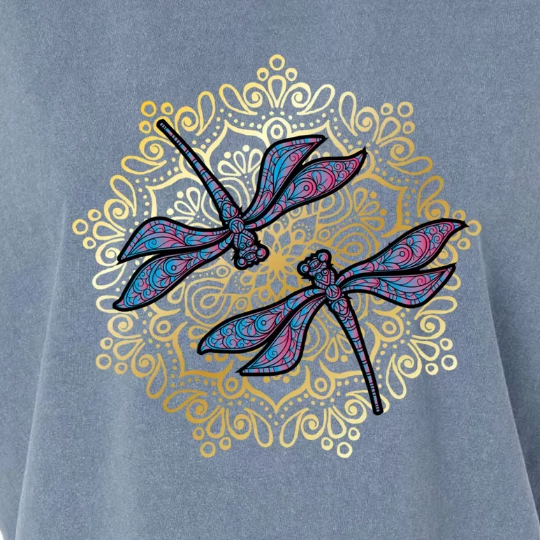 Mandala Dragonfly Cool Gift Magical Dragonflies As A Spiritual Yoga Gift Garment-Dyed Women's Muscle Tee