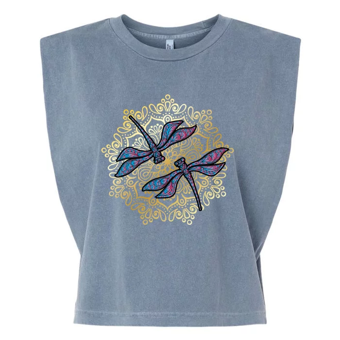 Mandala Dragonfly Cool Gift Magical Dragonflies As A Spiritual Yoga Gift Garment-Dyed Women's Muscle Tee