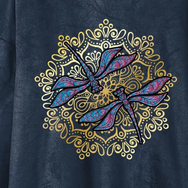 Mandala Dragonfly Cool Gift Magical Dragonflies As A Spiritual Yoga Gift Hooded Wearable Blanket