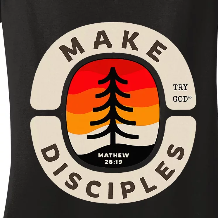 Make Disciples Christian Bible Verse Matthew 281820 Women's V-Neck T-Shirt