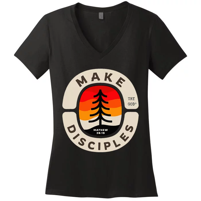 Make Disciples Christian Bible Verse Matthew 281820 Women's V-Neck T-Shirt