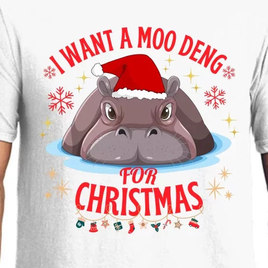 Moo Deng Christmas I Want A Moo Deng For Christmas Pajama Set