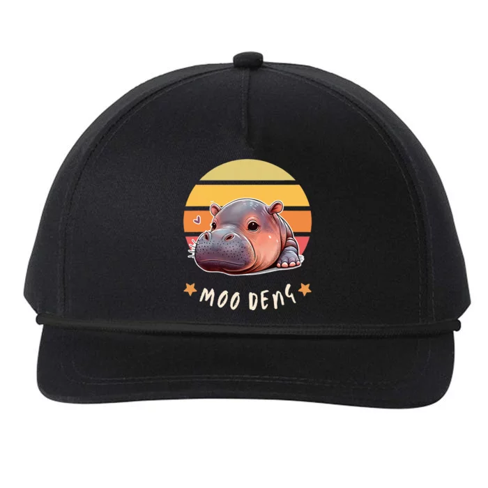 Moo Deng Cute Baby Pygmy Hippo Bouncy Pig In Thai Snapback Five-Panel Rope Hat