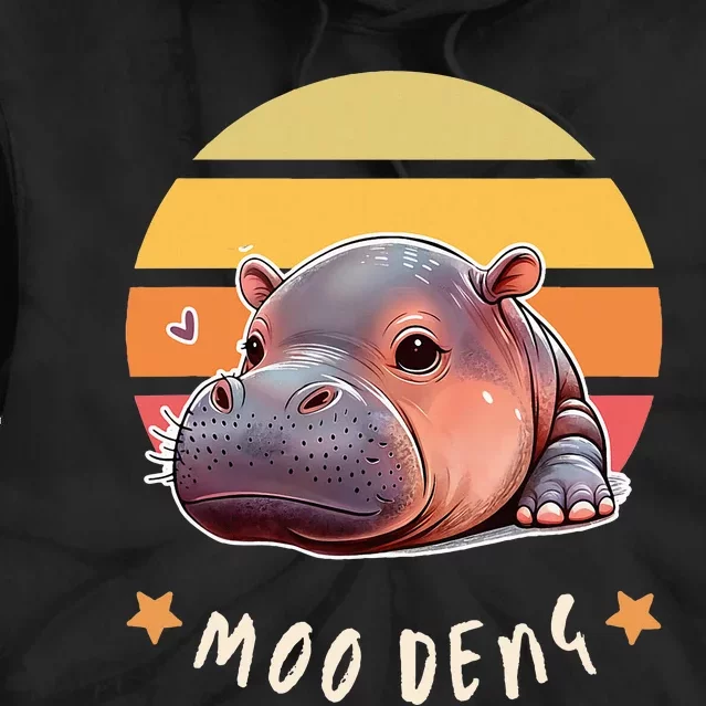 Moo Deng Cute Baby Pygmy Hippo Bouncy Pig In Thai Tie Dye Hoodie