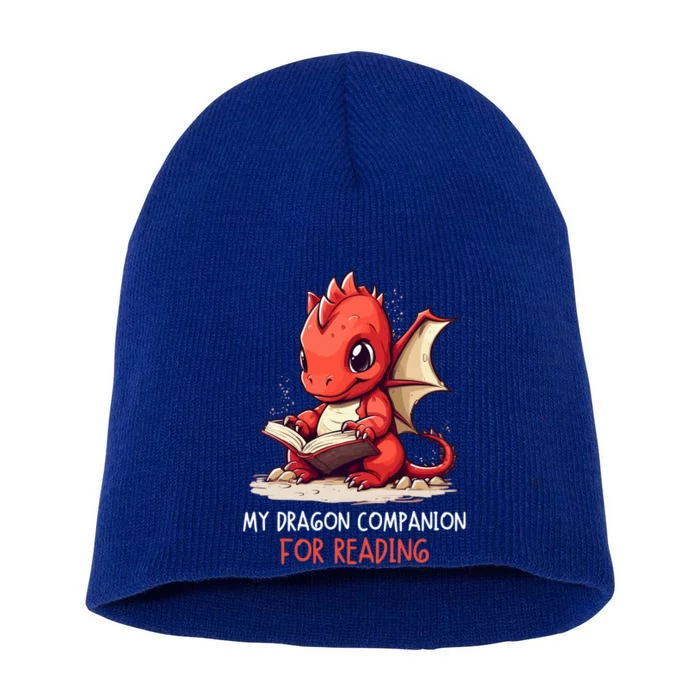 My Dragon Companion For Reading Book Dragon Bookworm Gift Short Acrylic Beanie