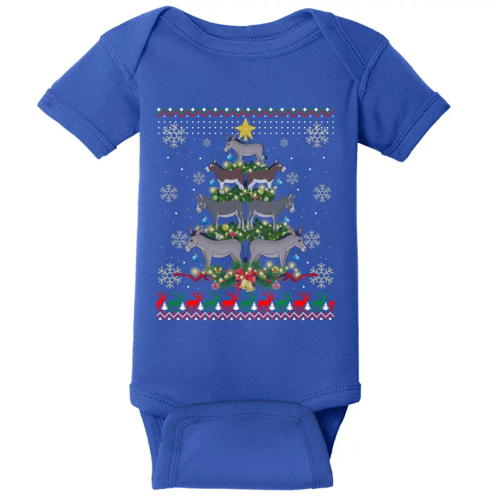 Mule Donkey Christmas Ornat Tree Funny Gift Ugly Sweater Gift Baby Bodysuit