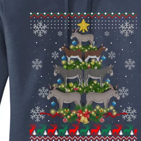 Mule Donkey Christmas Ornat Tree Funny Gift Ugly Sweater Gift Women's Pullover Hoodie