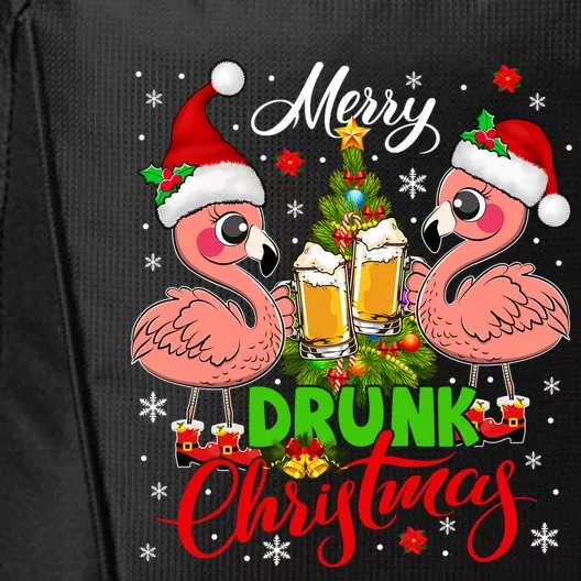 Merry Drunk Christmas Santa Flamingos Ing Beer Lover Gift City Backpack