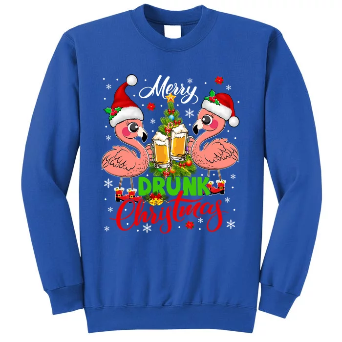 Merry Drunk Christmas Santa Flamingos Ing Beer Lover Gift Sweatshirt