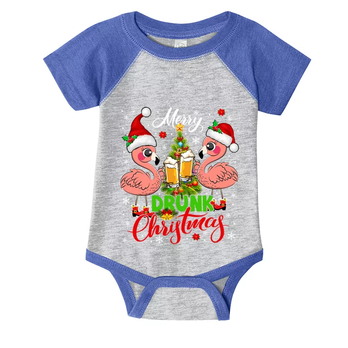 Merry Drunk Christmas Santa Flamingos Ing Beer Lover Gift Infant Baby Jersey Bodysuit